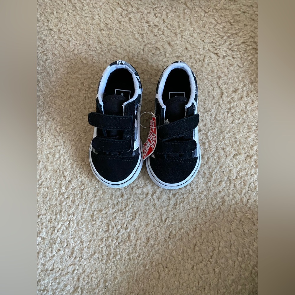 Vans Old Skool Primary Camo, Blk/Tr Wht, 5.5 US Toddler